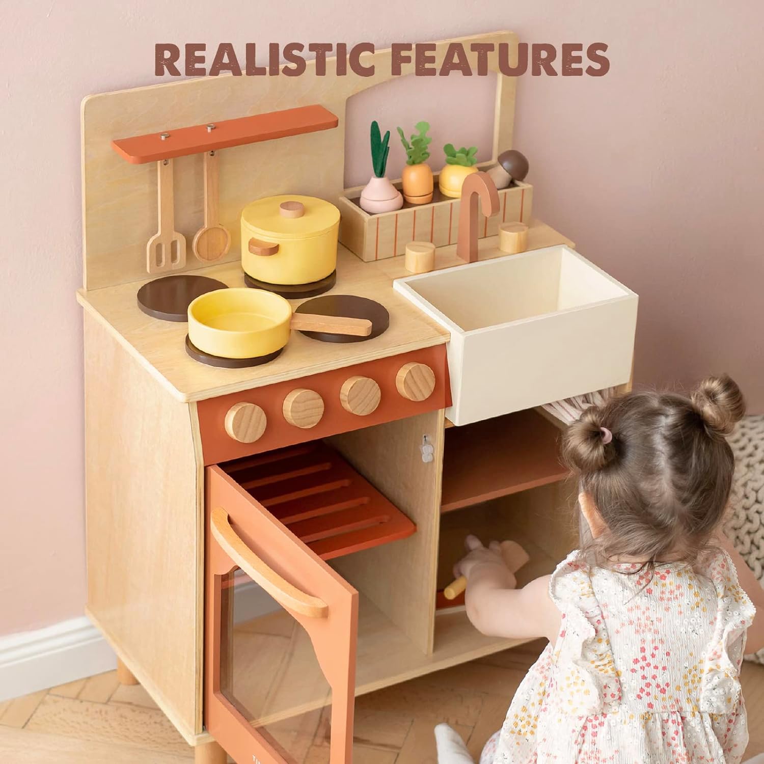 wk002 Toddler Kitchen with Cutting Food Set