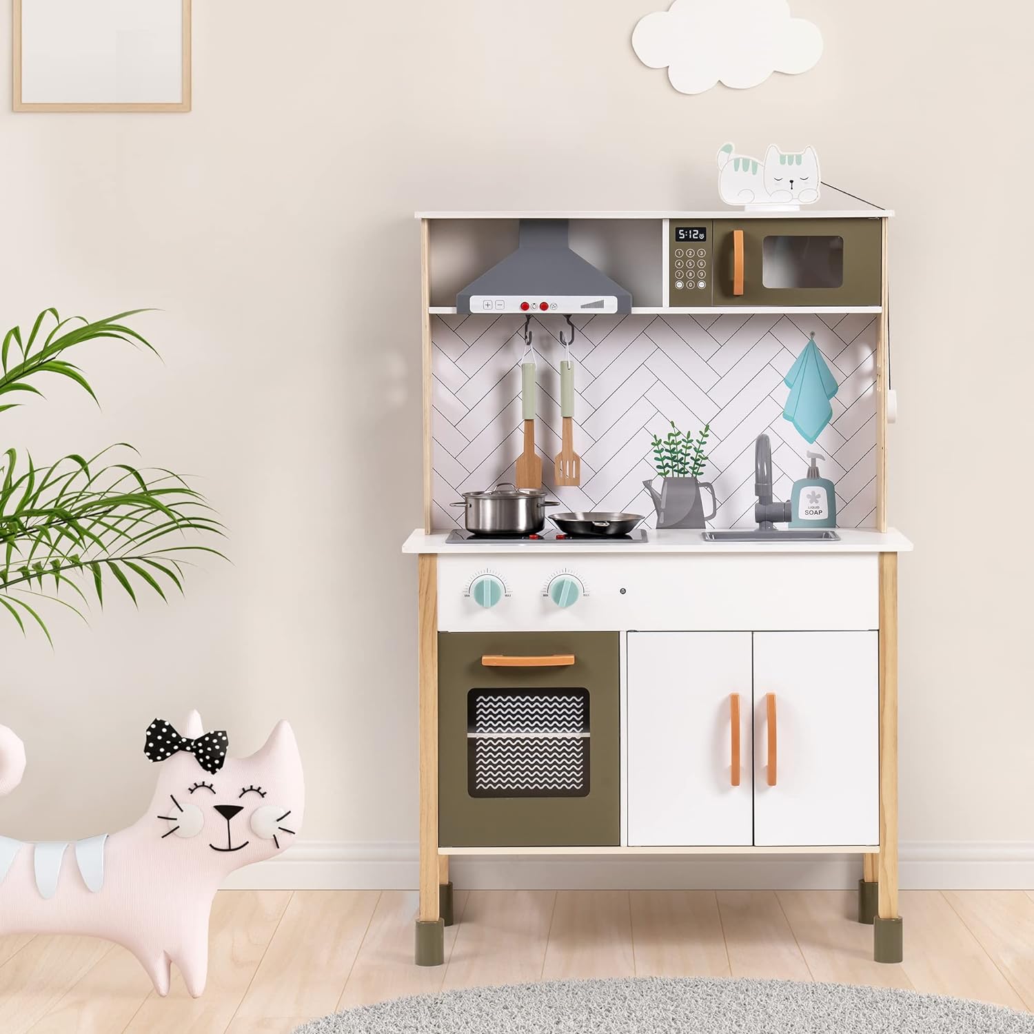 wk006 Wooden Play Kitchen for Kids