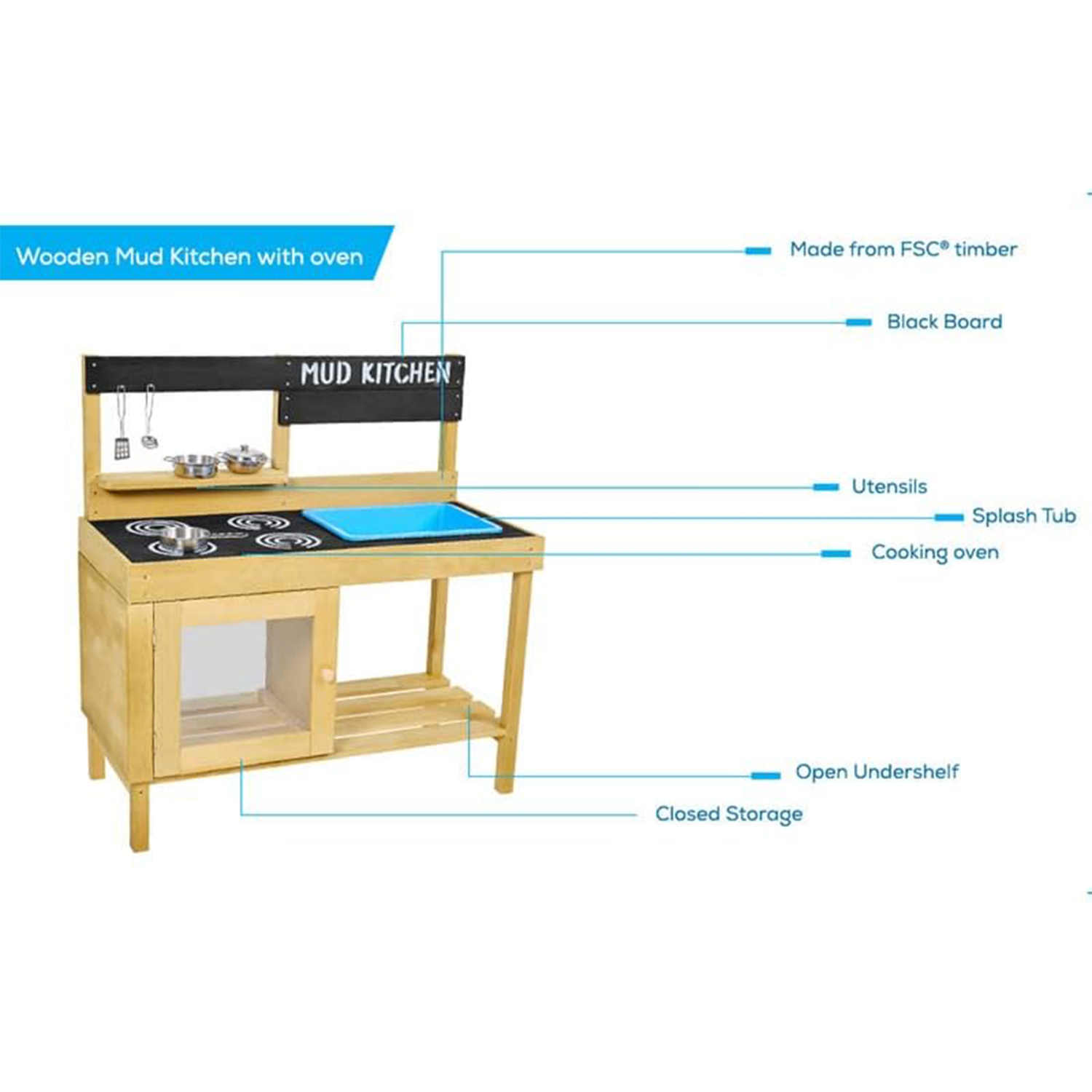 wk012 Backyard Kitchen Playset with Pretend Play Kitchen