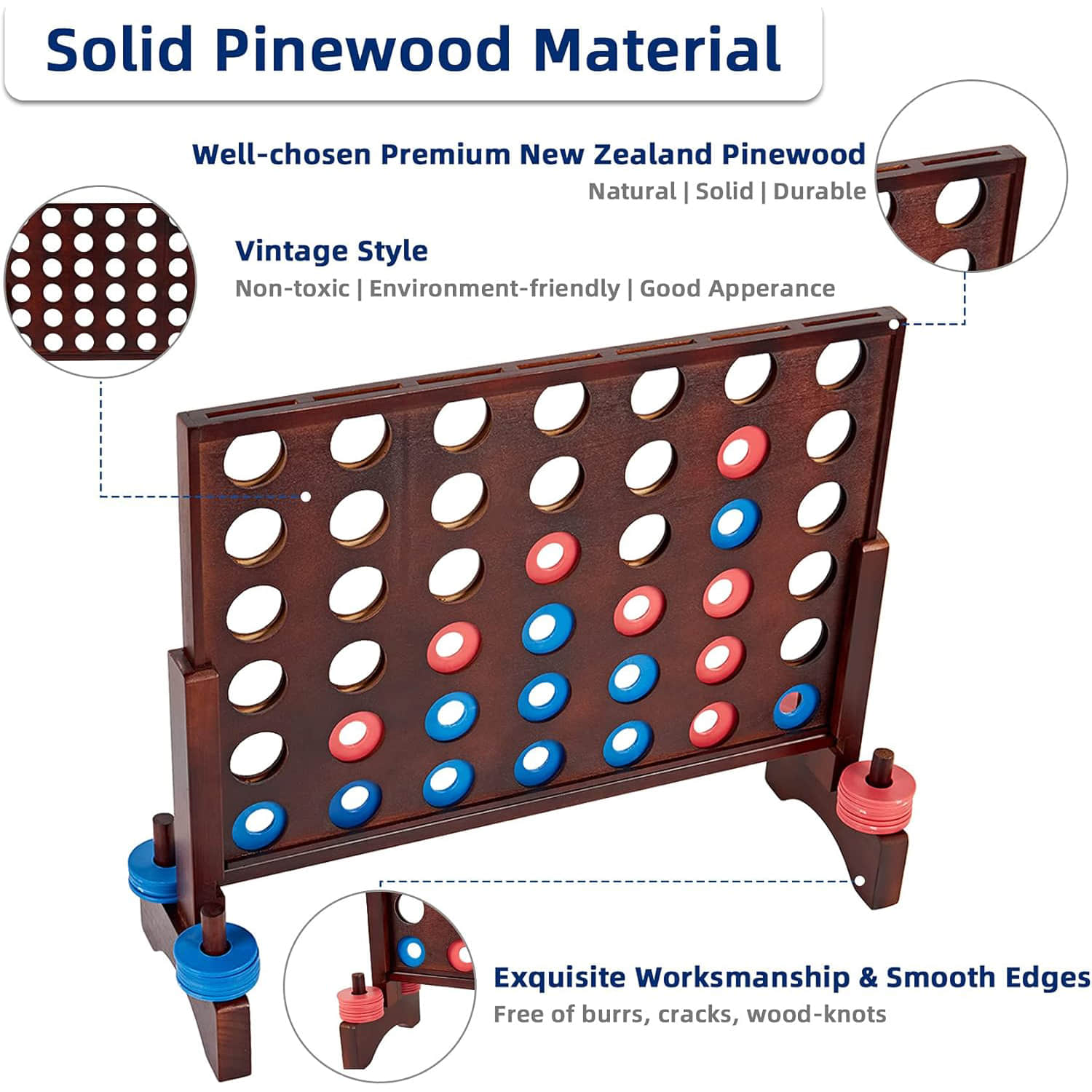 OG001  Giant Wooden 4 in A Row Game
