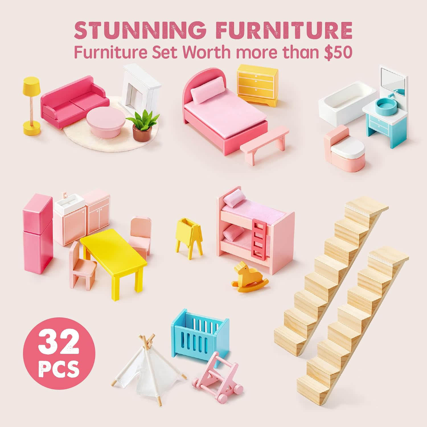 dh007 Wooden Dollhouse