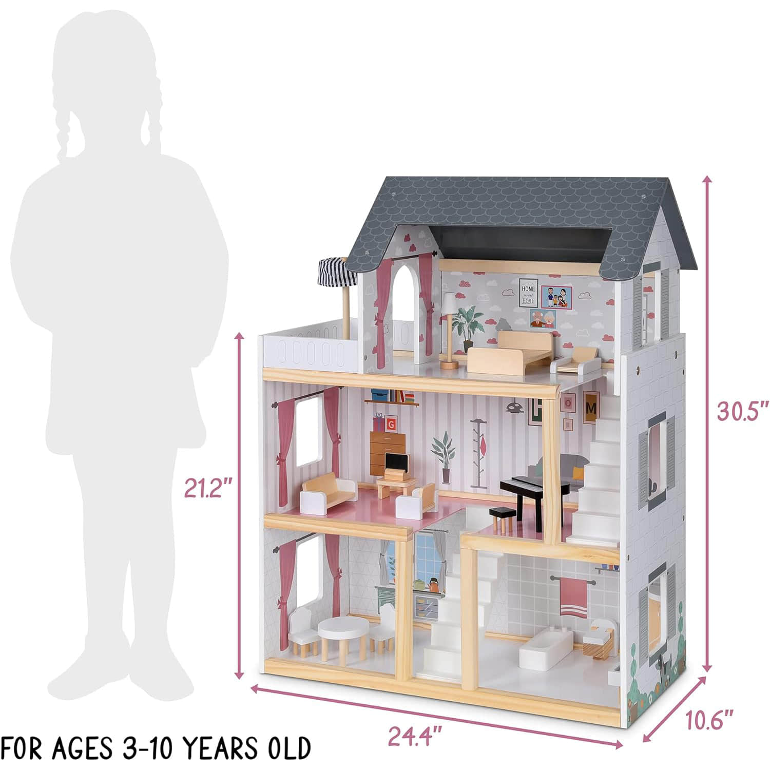 dh004 Wooden Dollhouse 