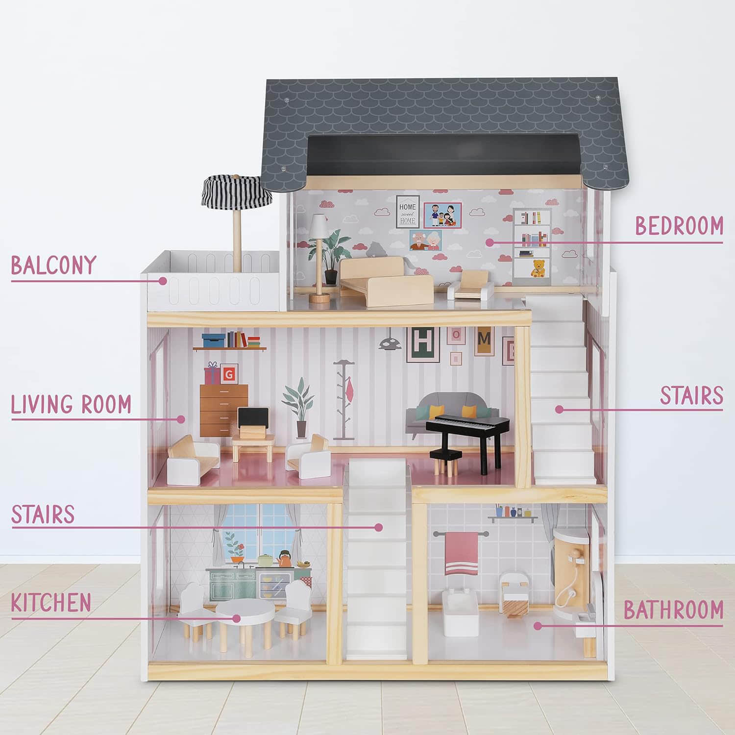dh004 Wooden Dollhouse 