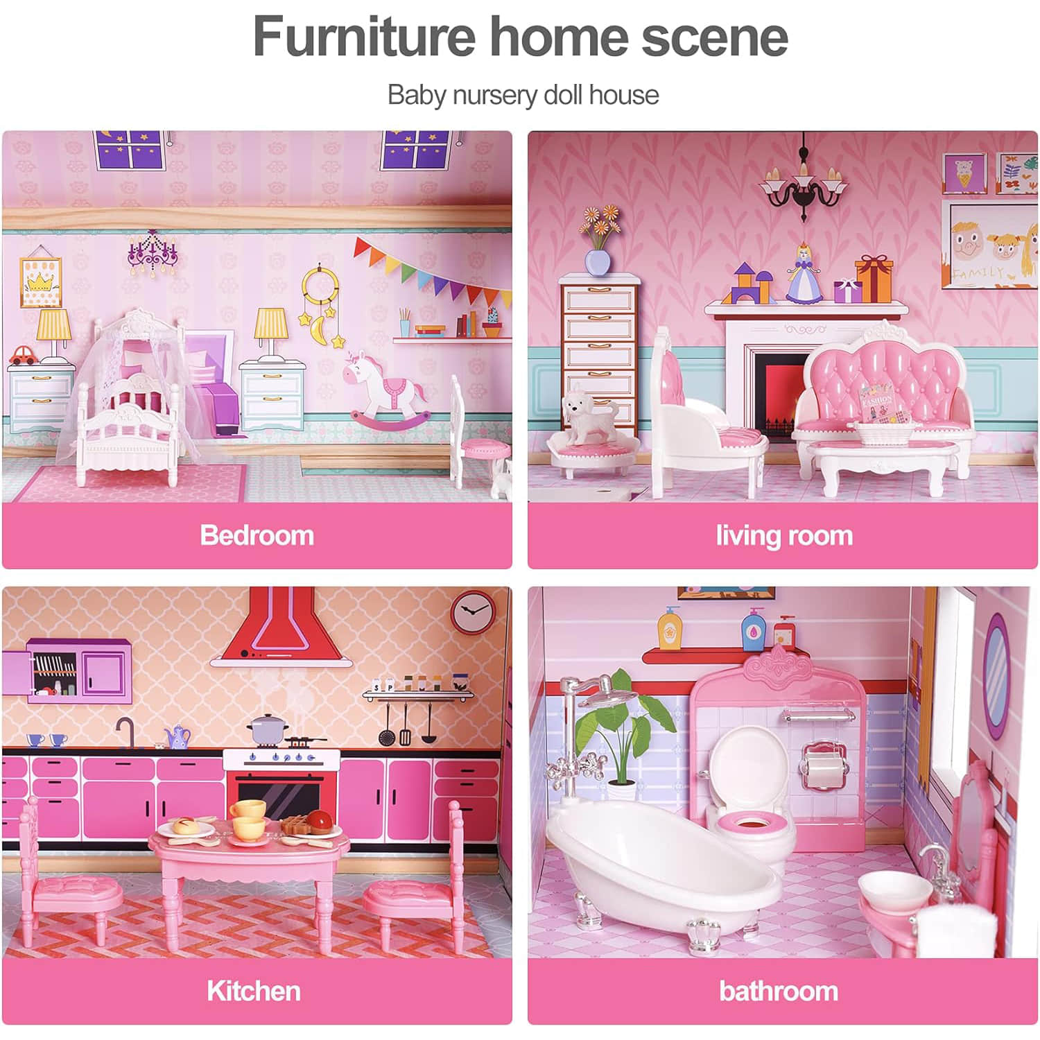dh003 Wooden Dollhouse