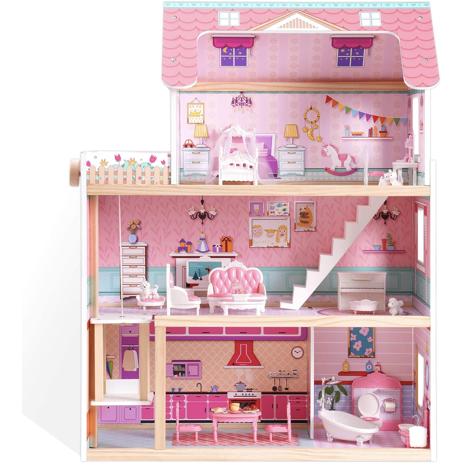 dh003 Wooden Dollhouse