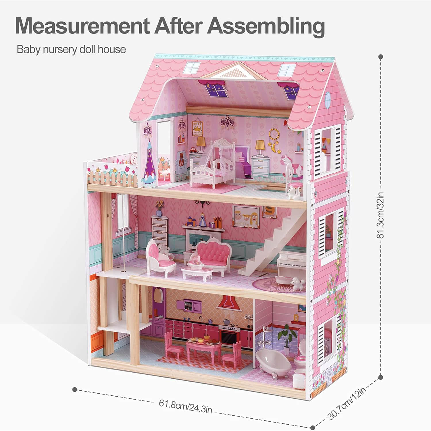 dh003 Wooden Dollhouse