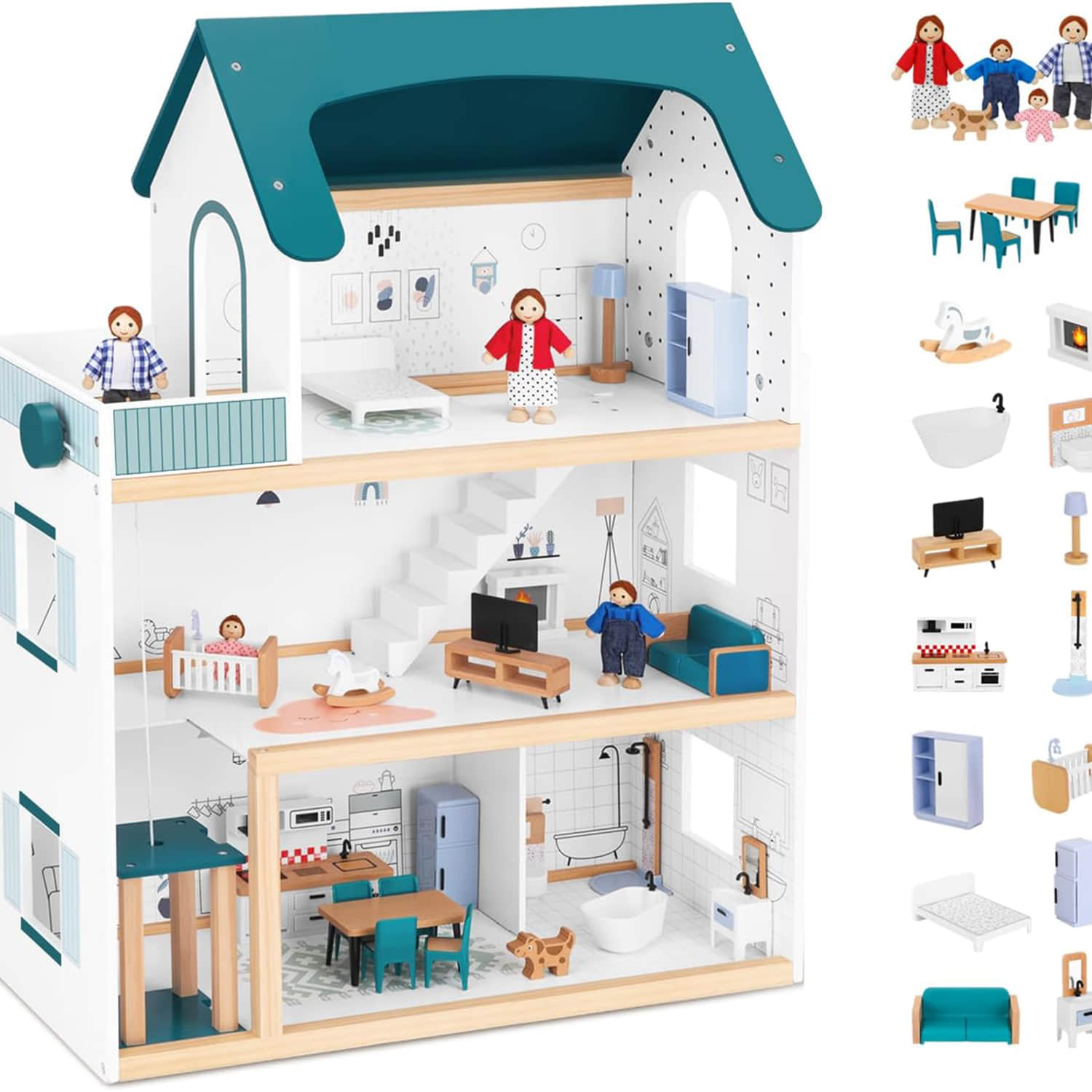 dh001 Wooden Dollhouse 