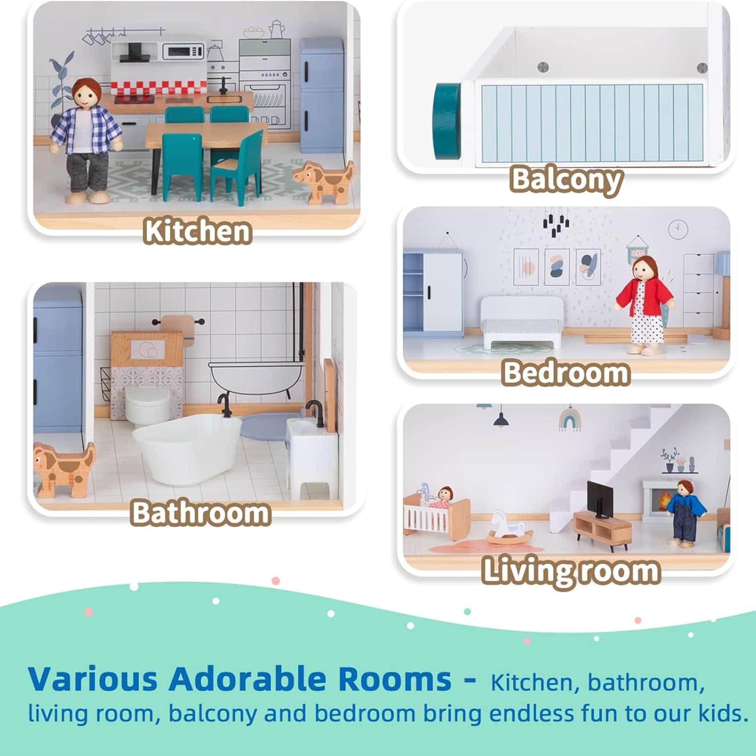 dh001 Wooden Dollhouse 
