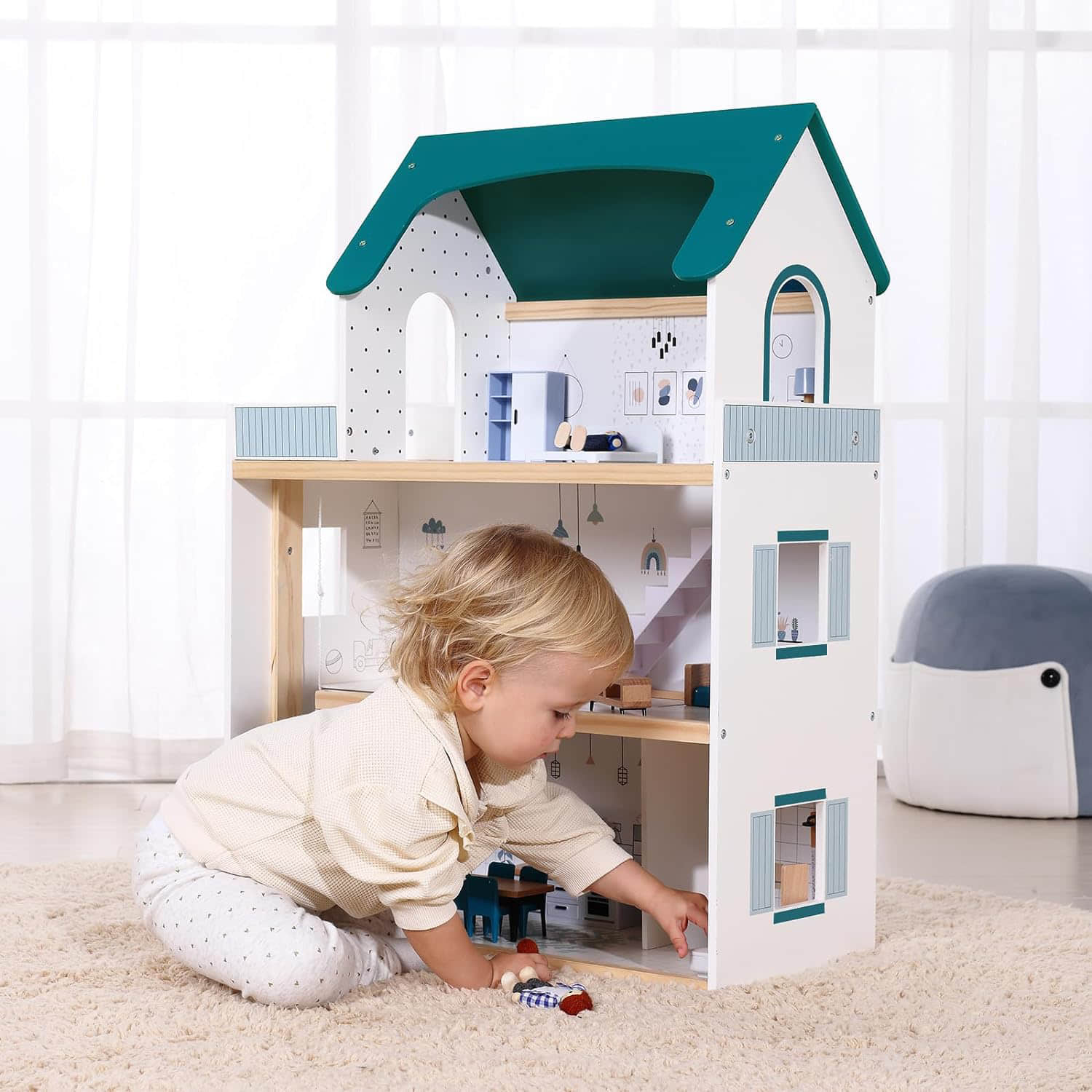 dh001 Wooden Dollhouse 